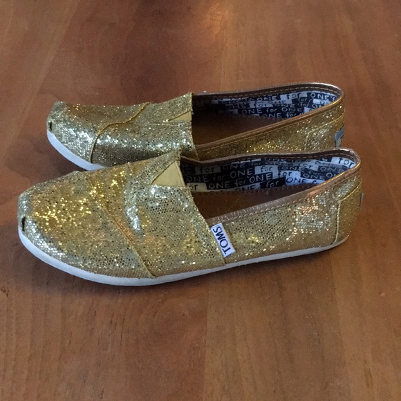 toms gold glitter shoes
